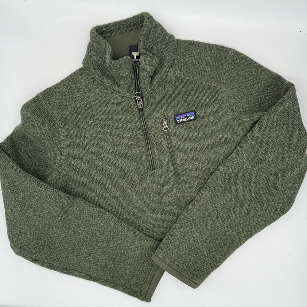 Patagonia Kids Better Sweater Olive Quarter-Zip Fleece - size M